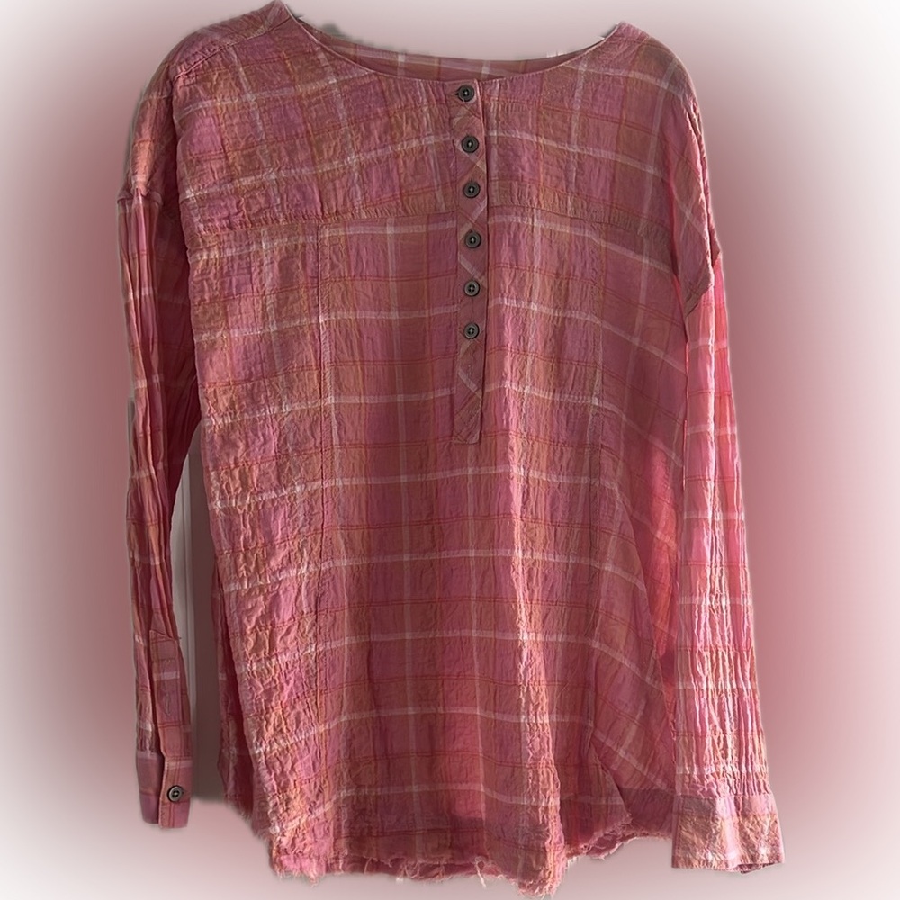 Beachlunchlounge Relaxed Pink Buttoned Blouse